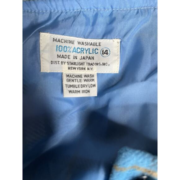 Peplum Blue Plaid Vest Button Up Size S-M Made in Japan Vintage 1960s - Picture 6 of 7